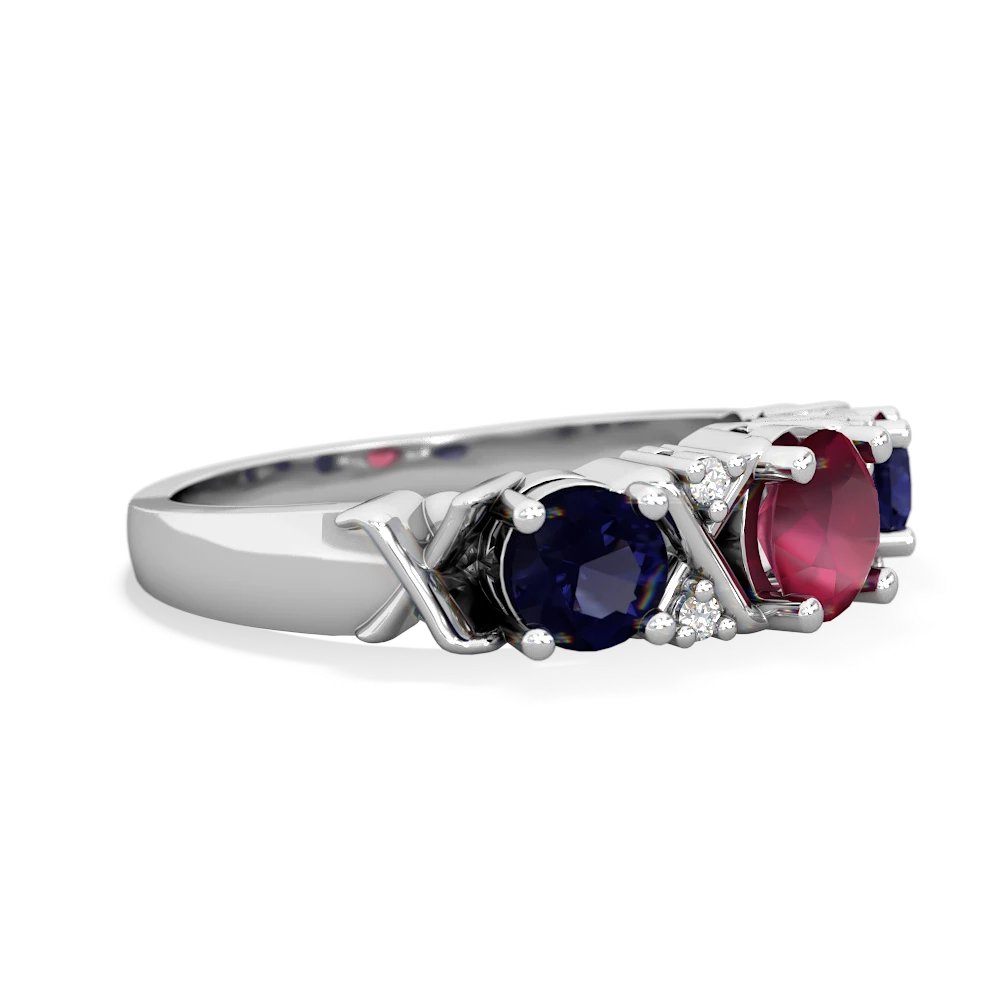 Ruby Hugs And Kisses 14K White Gold ring R5016