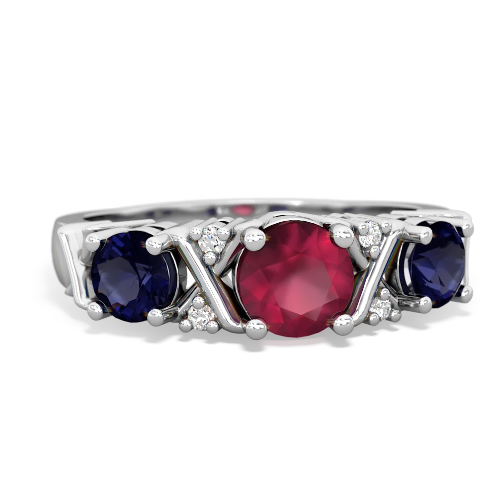 Ruby Hugs And Kisses 14K White Gold ring R5016