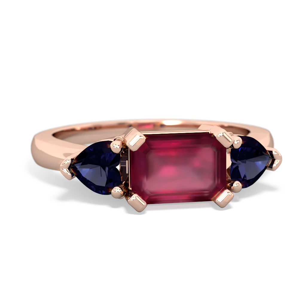 Ruby Three Stone 14K Rose Gold ring R5235