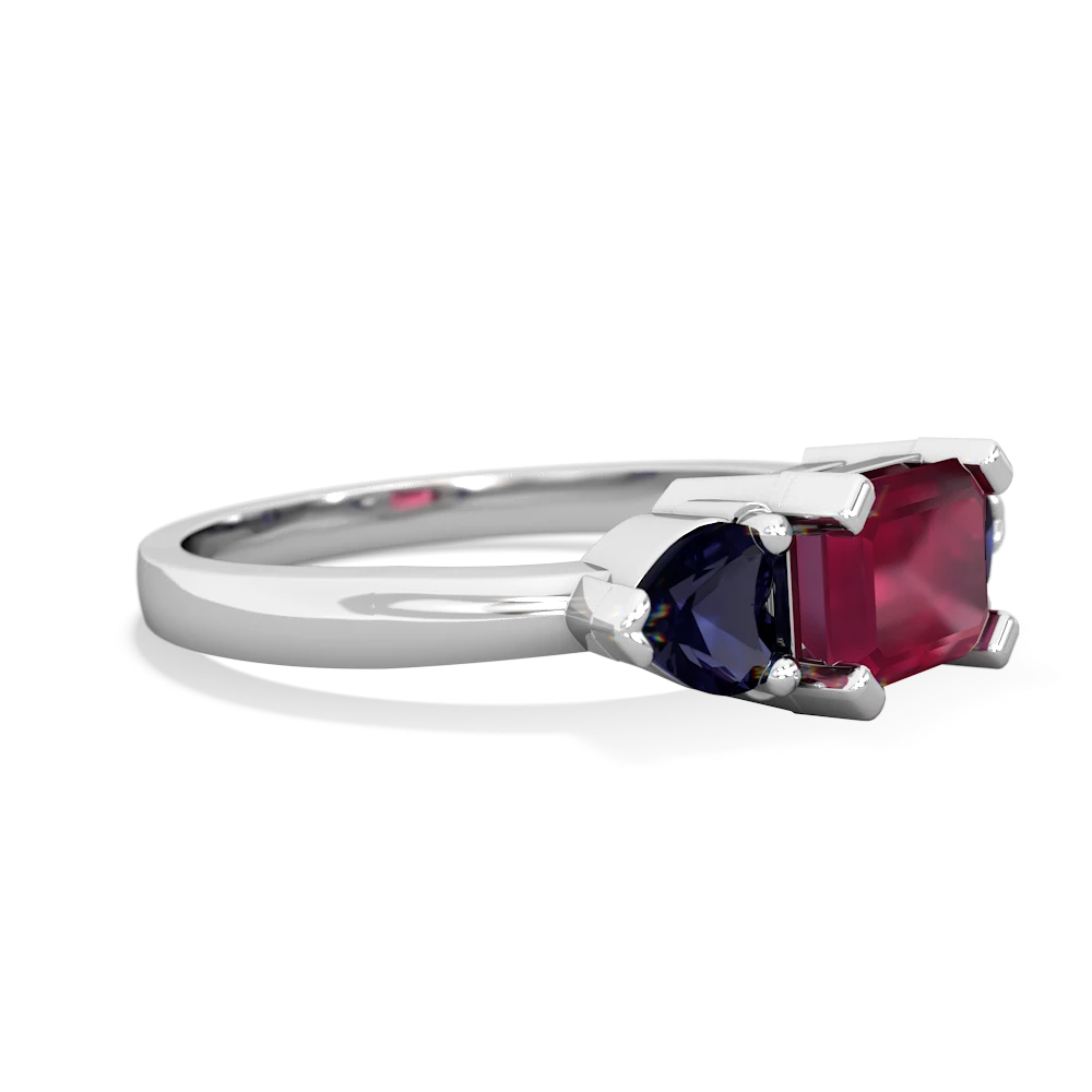 Ruby Three Stone 14K White Gold ring R5235