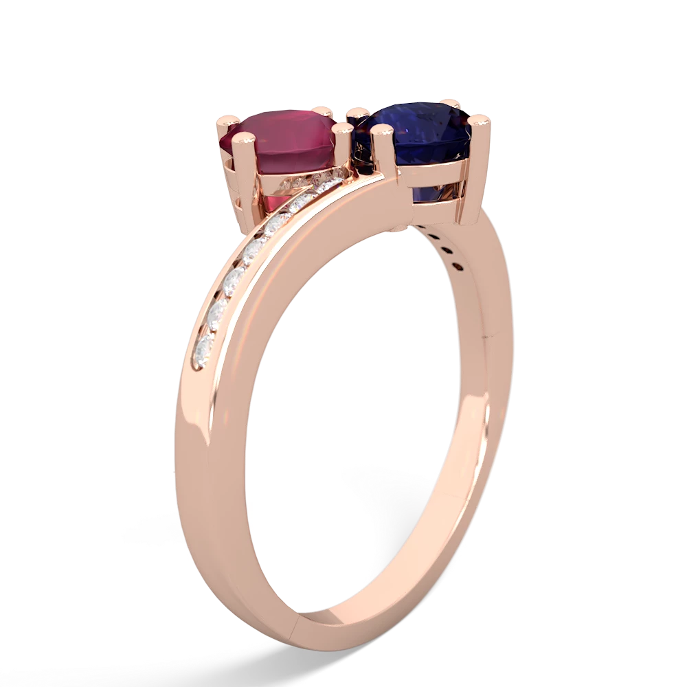 Ruby Channel Set Two Stone 14K Rose Gold ring R5303