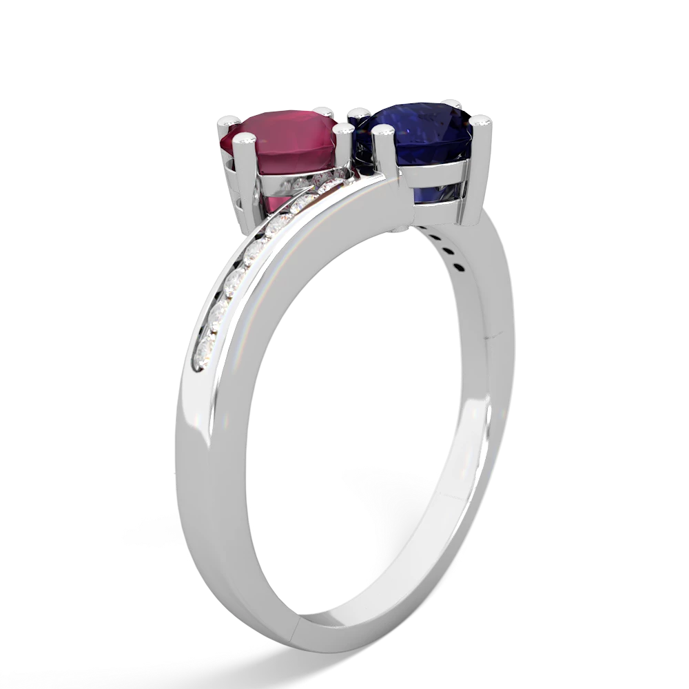 Ruby Channel Set Two Stone 14K White Gold ring R5303