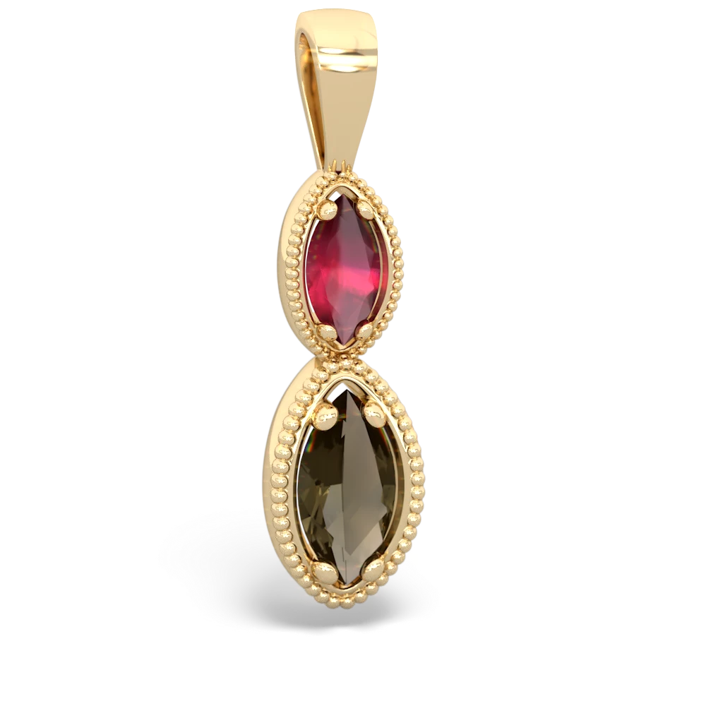 Ruby Antique-Style Halo 14K Yellow Gold pendant P5700
