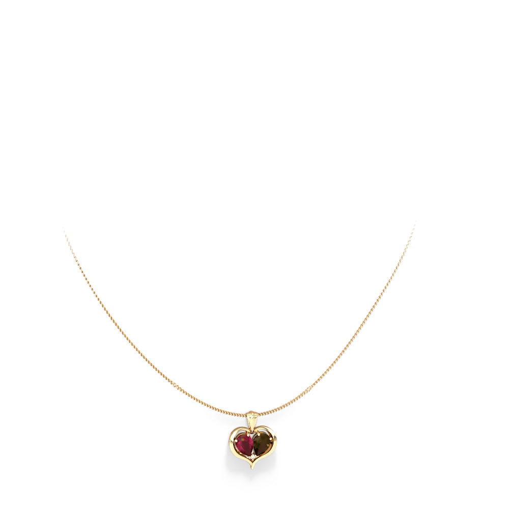 Ruby Two Become One 14K Yellow Gold pendant P5330