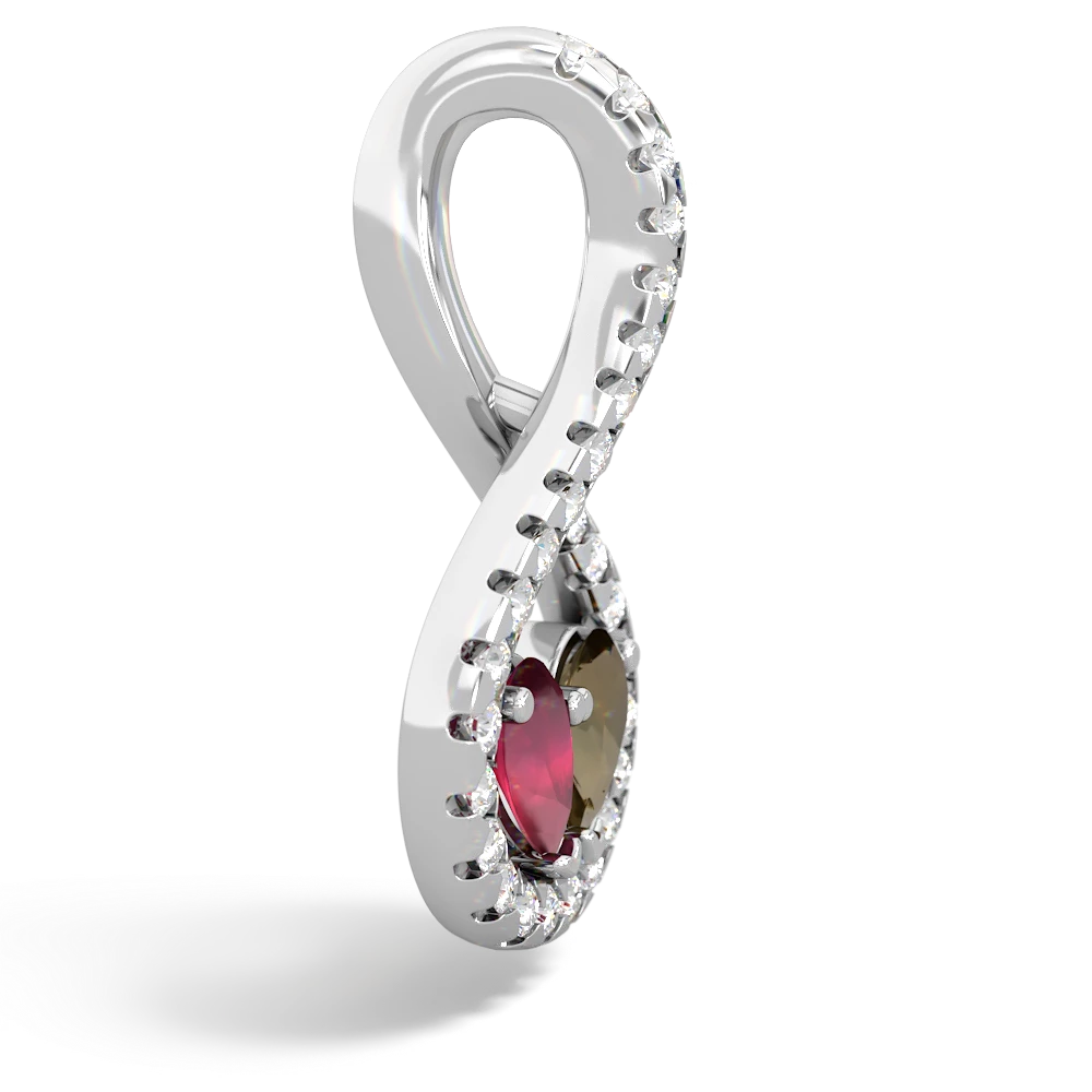 Ruby Pave Twist 'One Heart' 14K White Gold pendant P5360