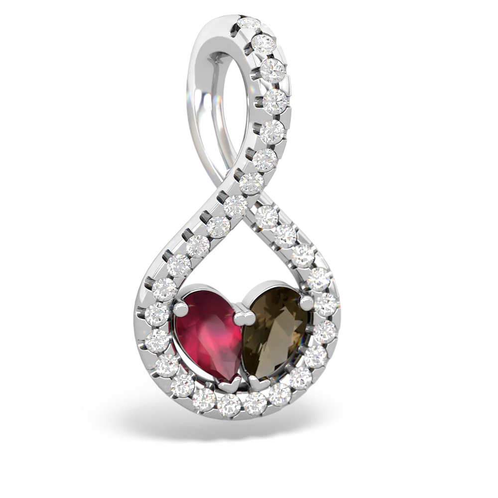 Ruby Pave Twist 'One Heart' 14K White Gold pendant P5360