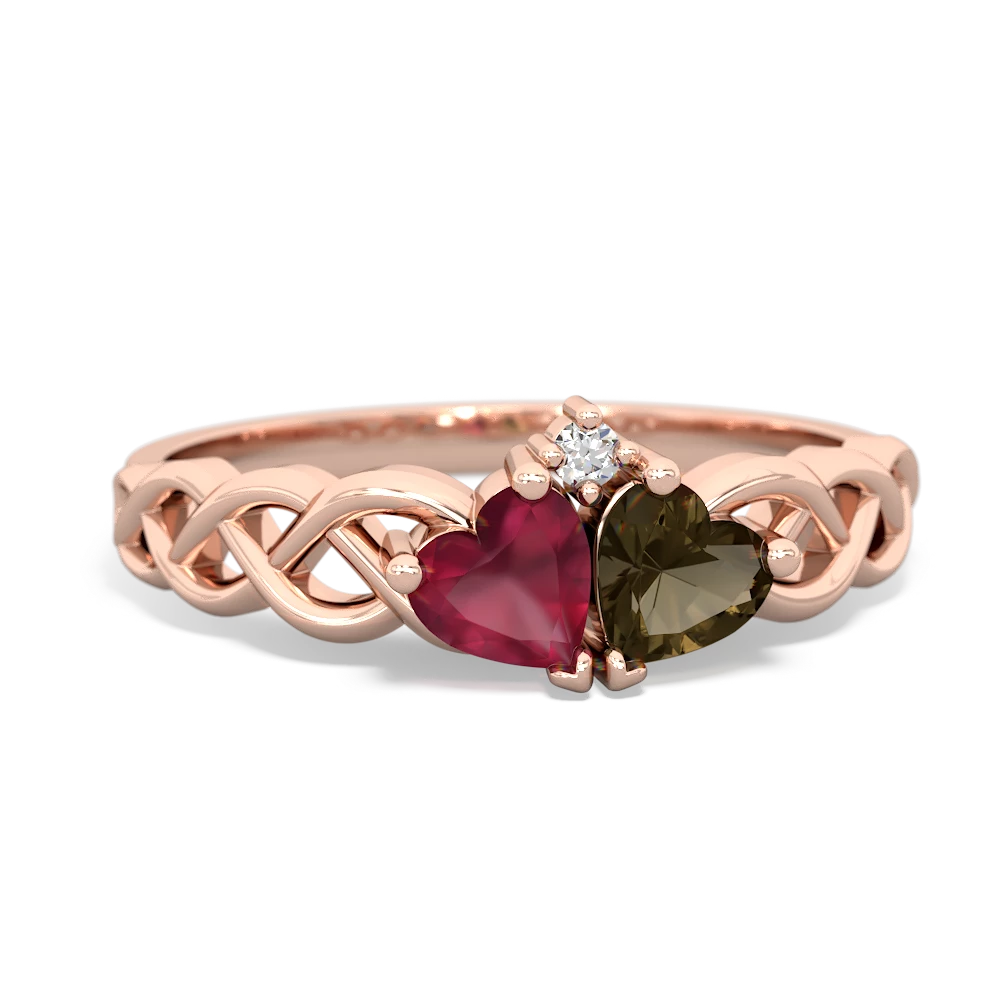 Ruby Heart To Heart Braid 14K Rose Gold ring R5870