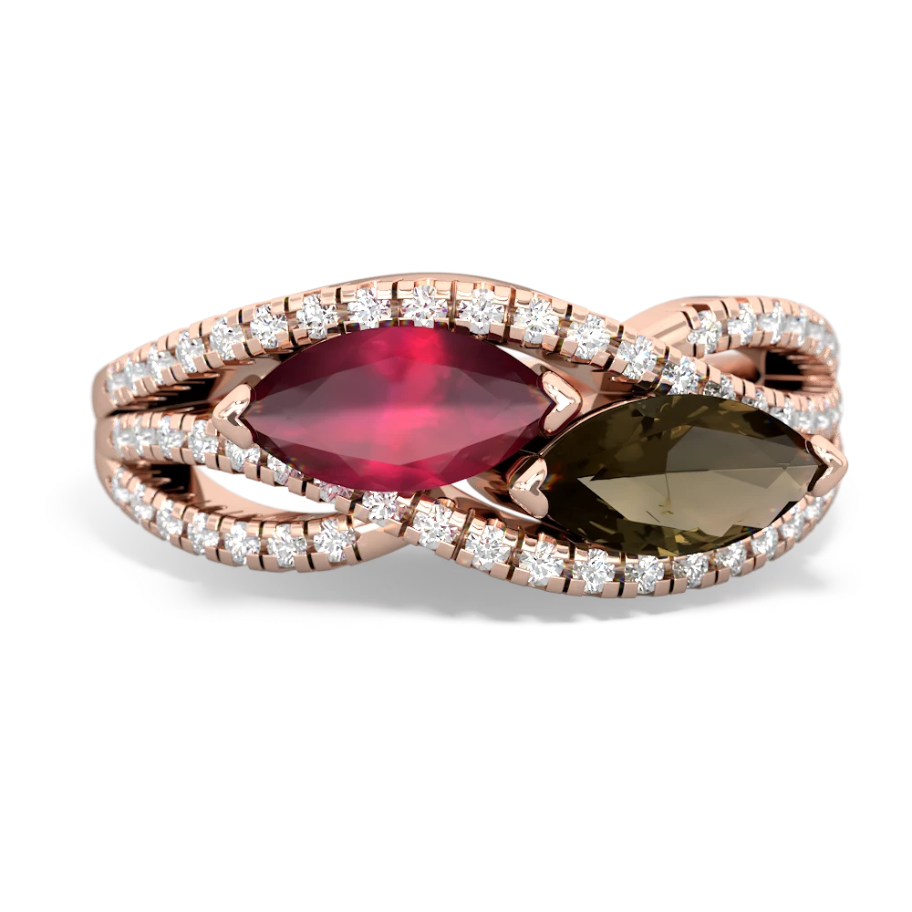 Ruby Diamond Rivers 14K Rose Gold ring R3070