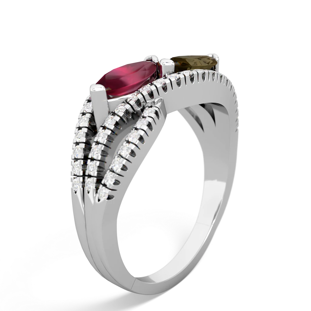 Ruby Diamond Rivers 14K White Gold ring R3070