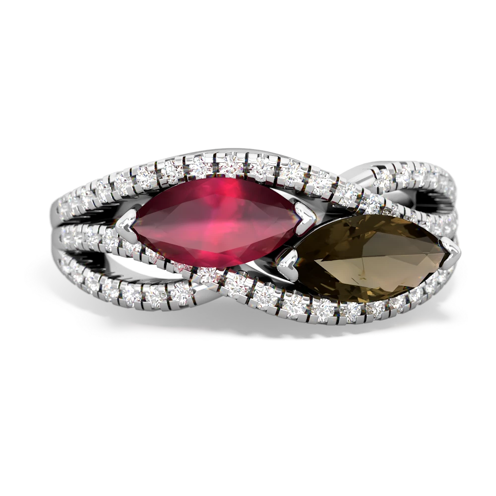 Ruby Diamond Rivers 14K White Gold ring R3070