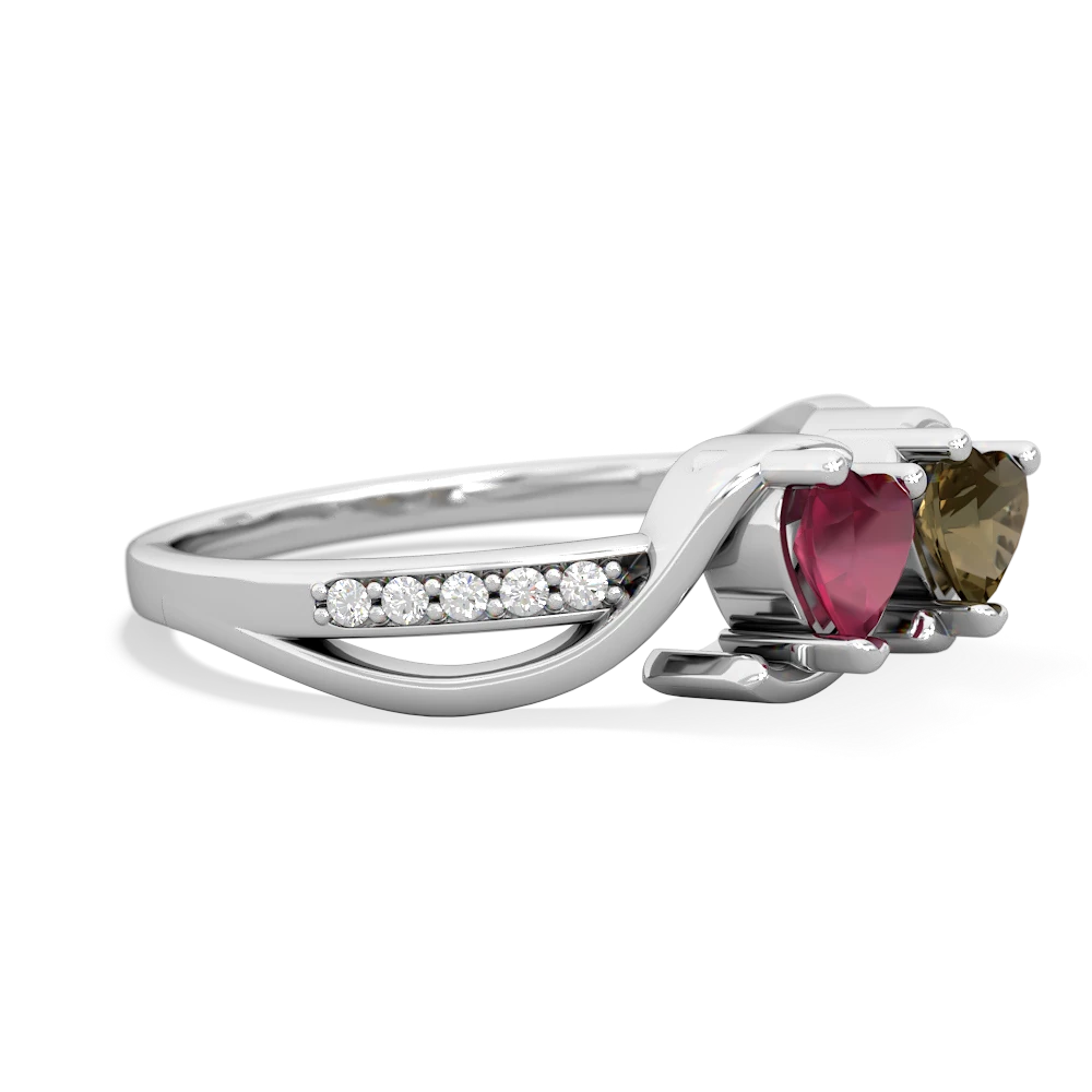 Ruby Side By Side 14K White Gold ring R3090