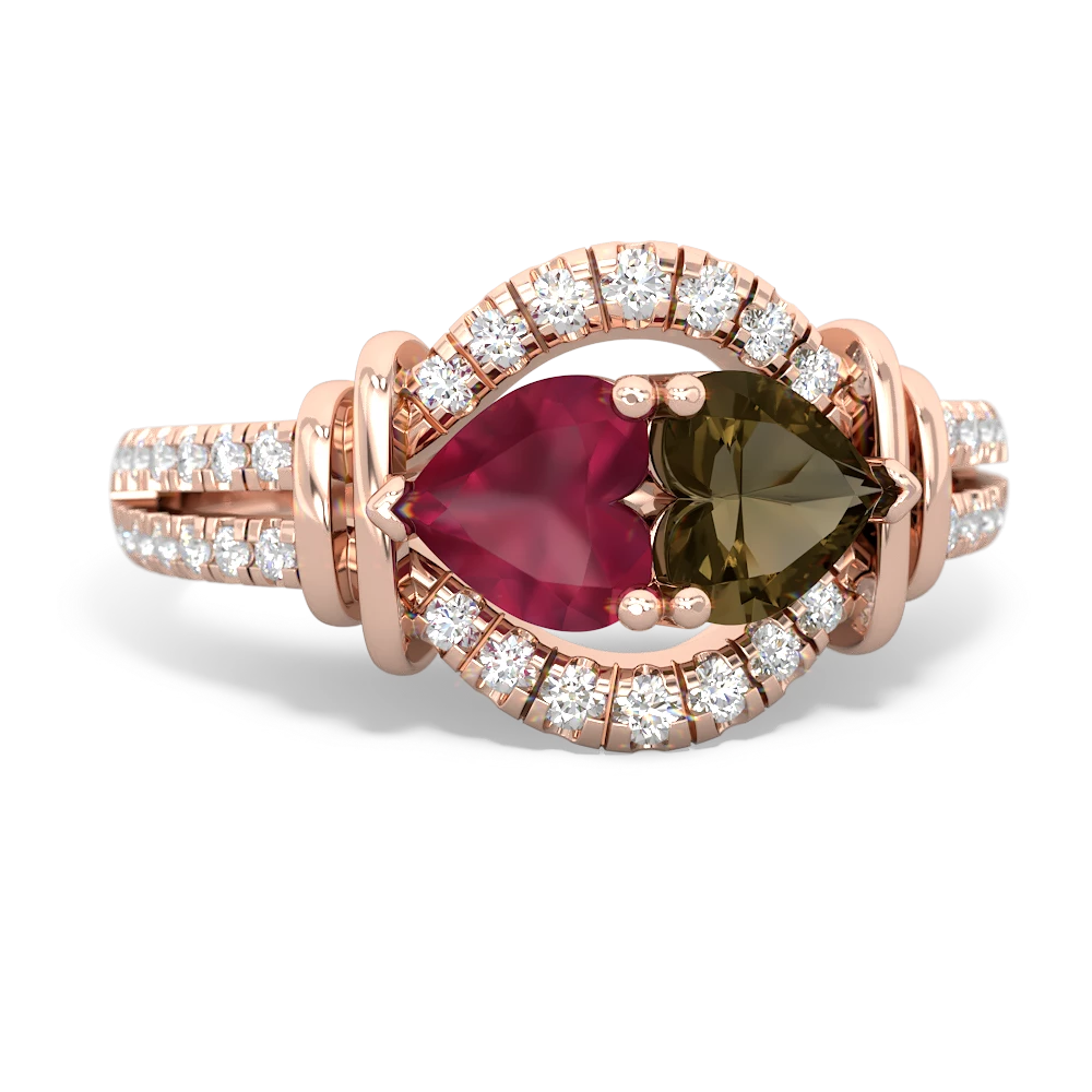 Ruby Art-Deco Keepsake 14K Rose Gold ring R5630