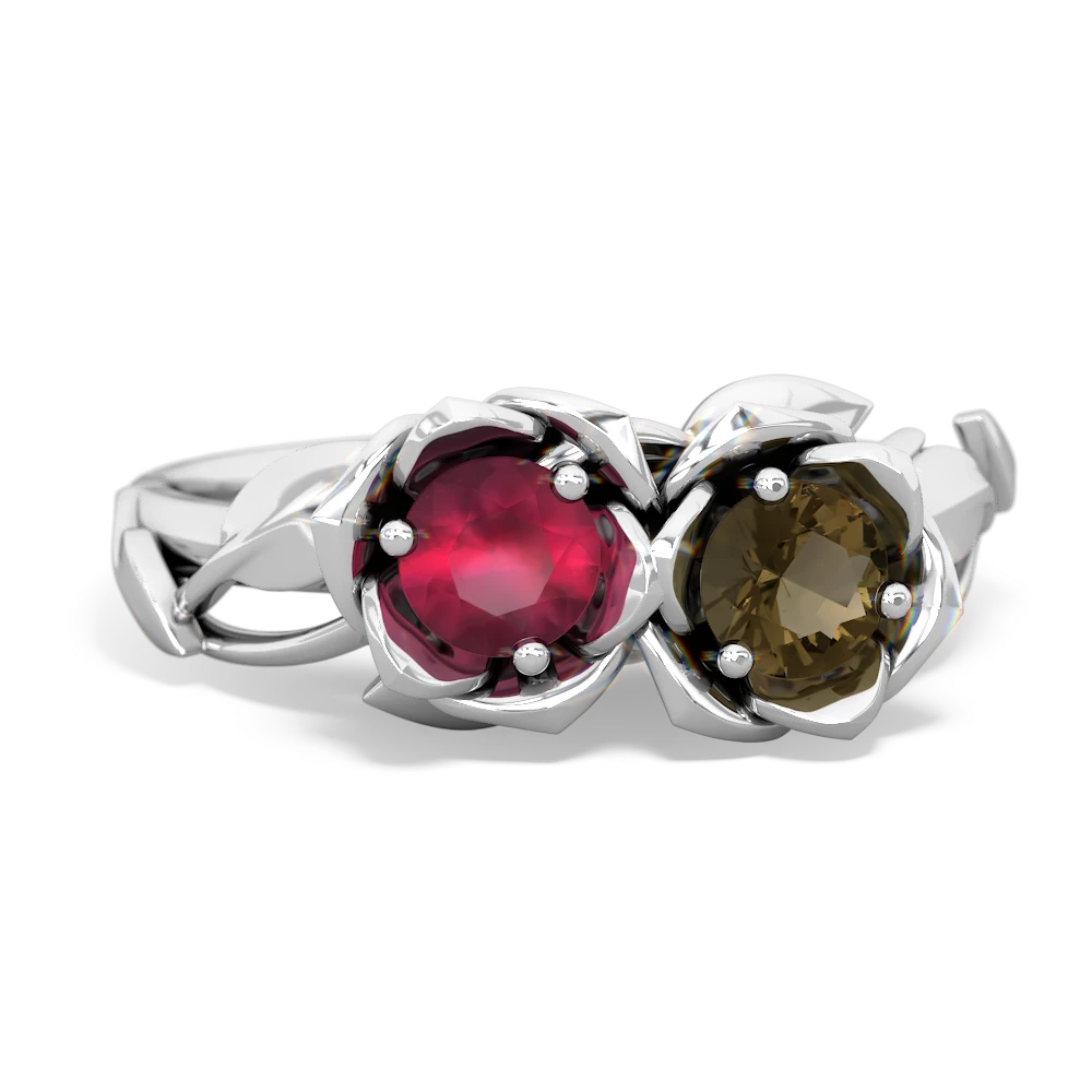 Ruby Rose Garden 14K White Gold ring R5510