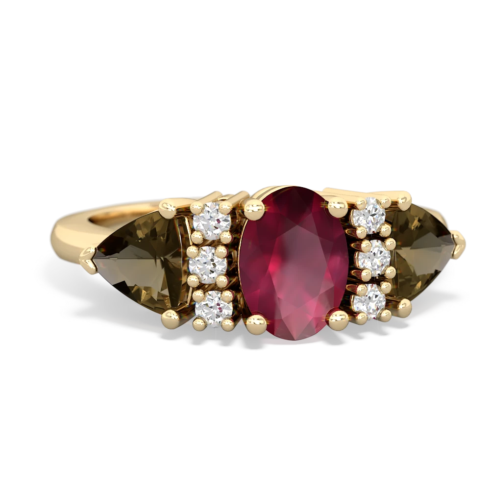 Ruby Antique Style Three Stone 14K Yellow Gold ring R2186