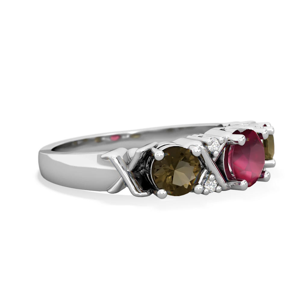 Ruby Hugs And Kisses 14K White Gold ring R5016