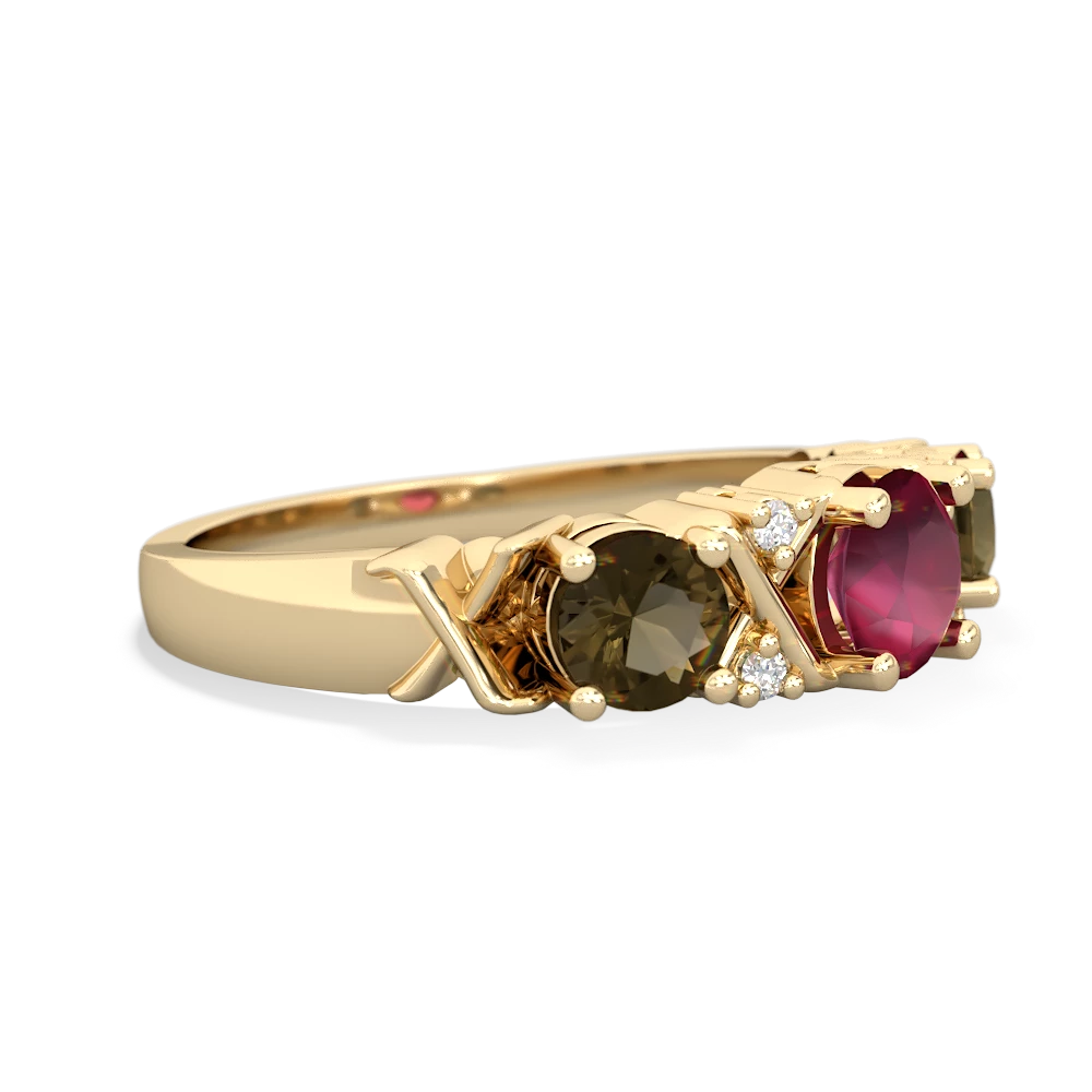 Ruby Hugs And Kisses 14K Yellow Gold ring R5016