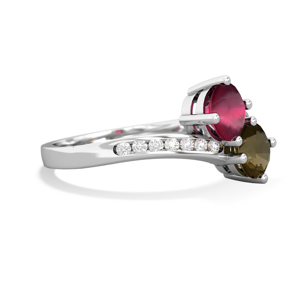 Ruby Channel Set Two Stone 14K White Gold ring R5303