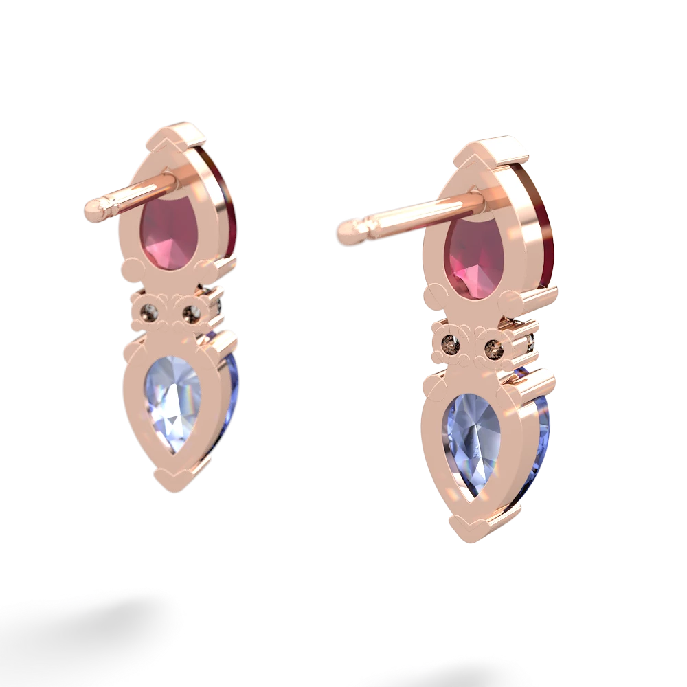 Ruby Bowtie Drop 14K Rose Gold earrings E0865