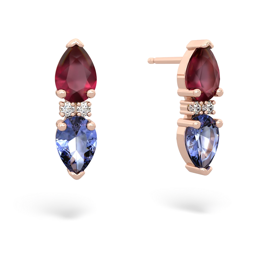 Ruby Bowtie Drop 14K Rose Gold earrings E0865