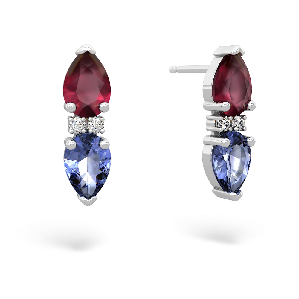 Ruby Bowtie Drop 14K White Gold earrings E0865