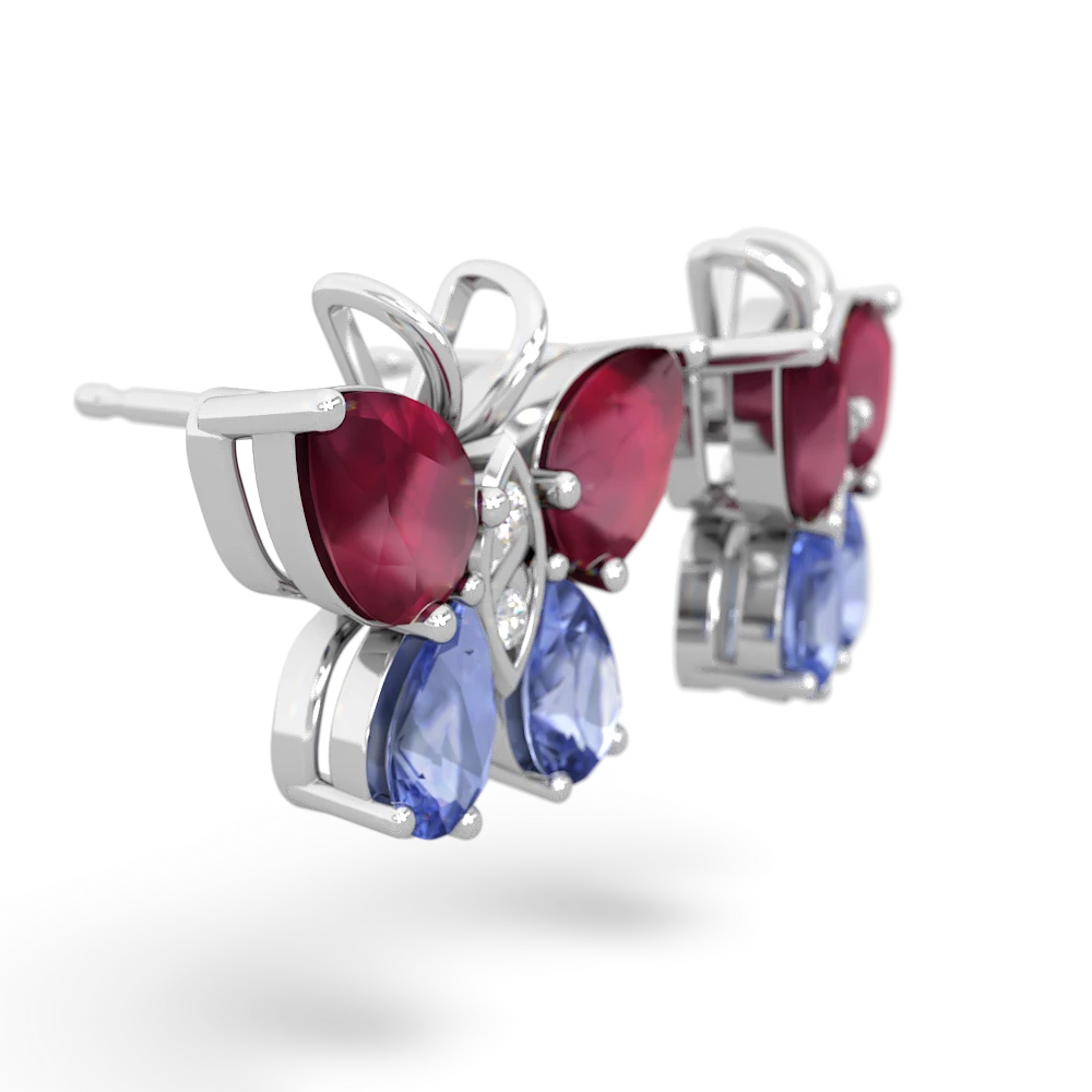 Ruby Butterfly 14K White Gold earrings E2215