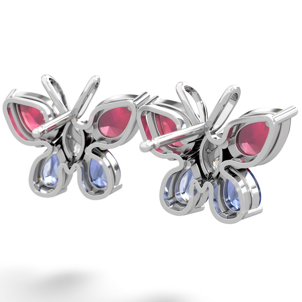 Ruby Butterfly 14K White Gold earrings E2215