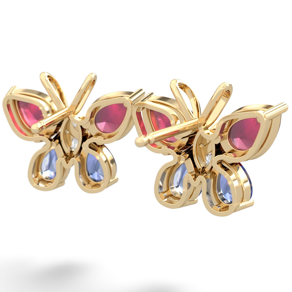 Ruby Butterfly 14K Yellow Gold earrings E2215