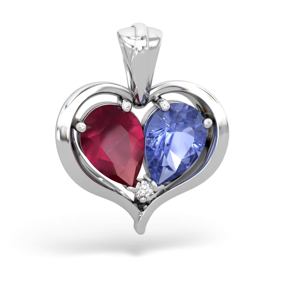 Ruby Two Become One 14K White Gold pendant P5330