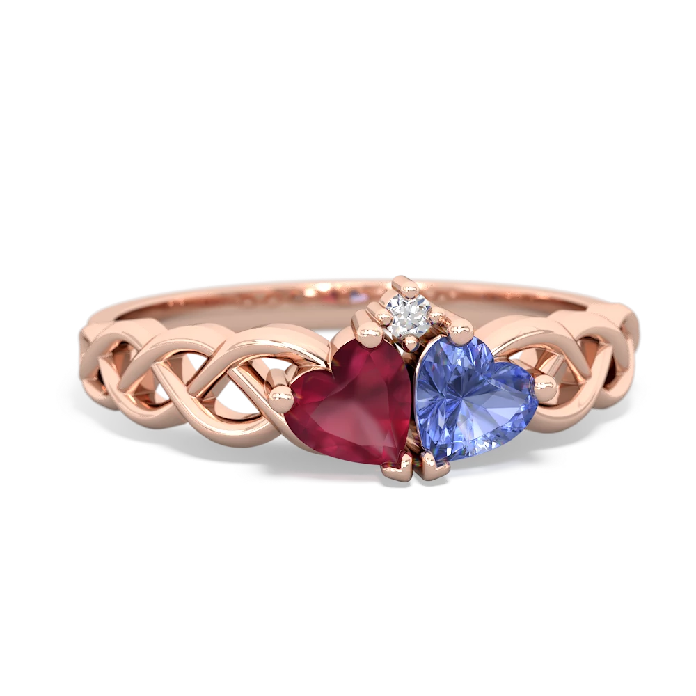 Ruby Heart To Heart Braid 14K Rose Gold ring R5870