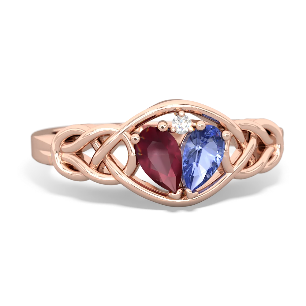 Ruby Celtic Love Knot 14K Rose Gold ring R5420