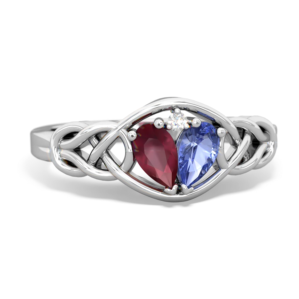 Ruby Celtic Love Knot 14K White Gold ring R5420