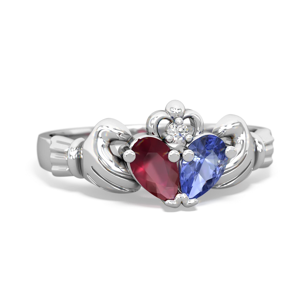 Ruby 'Our Heart' Claddagh 14K White Gold ring R2388