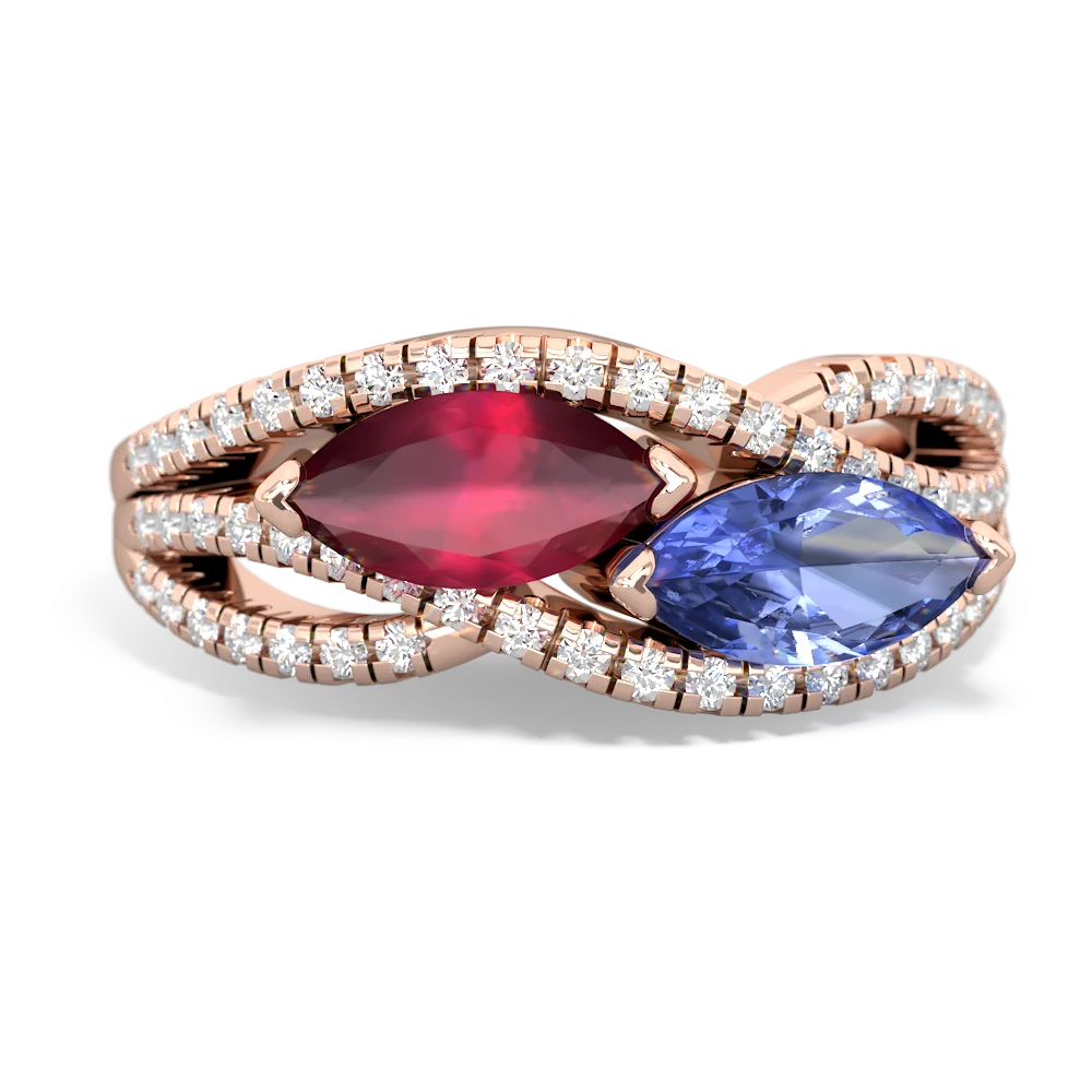 Ruby Diamond Rivers 14K Rose Gold ring R3070