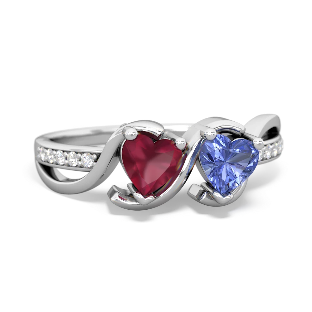 Ruby Side By Side 14K White Gold ring R3090