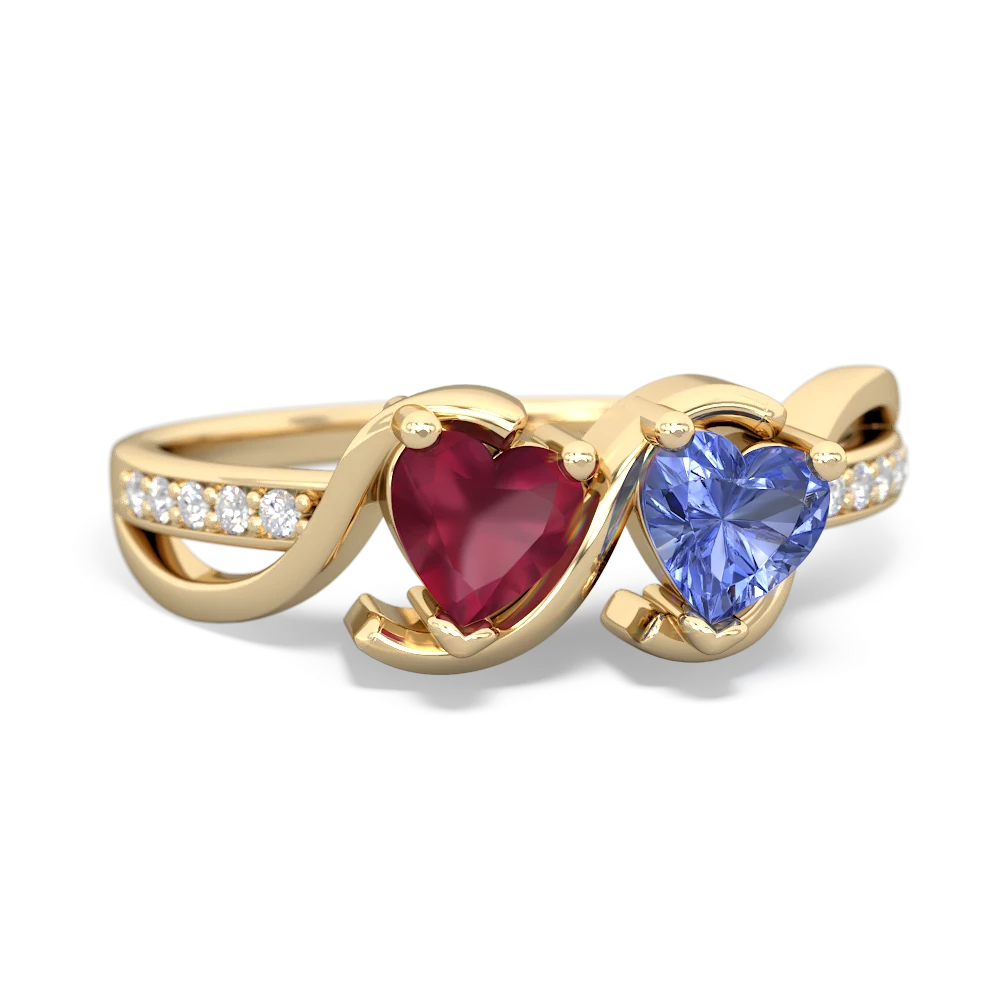 Ruby Side By Side 14K Yellow Gold ring R3090