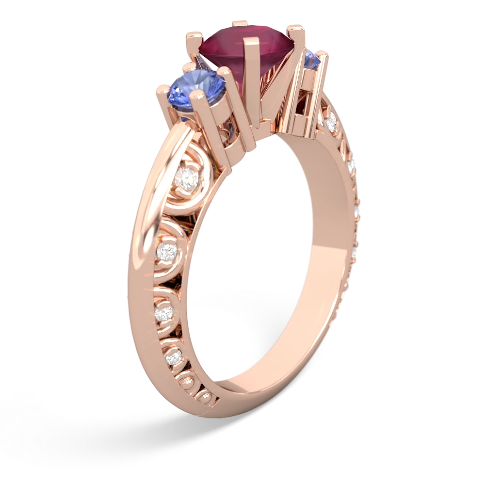 Ruby Art Deco Eternal Embrace Engagement 14K Rose Gold ring C2003