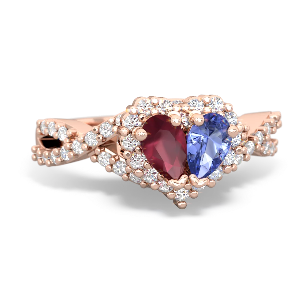 Ruby Diamond Twist 'One Heart' 14K Rose Gold ring R2640HRT