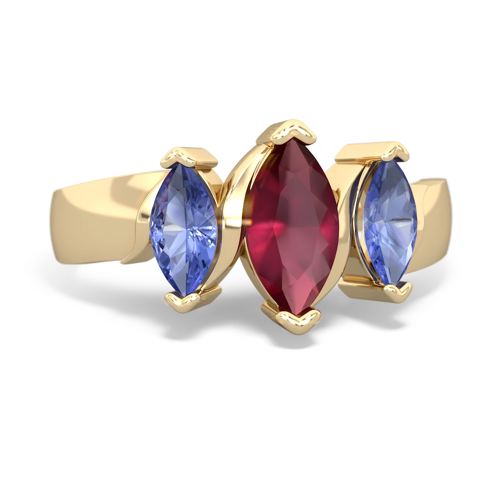 Ruby Three Peeks 14K Yellow Gold ring R2433