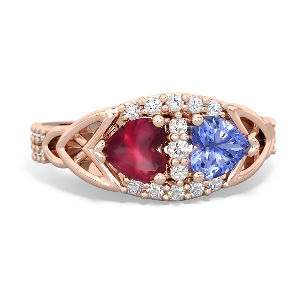 Ruby Sparkling Celtic Knot 14K Rose Gold ring R2645