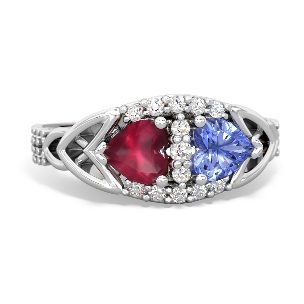 Ruby Sparkling Celtic Knot 14K White Gold ring R2645