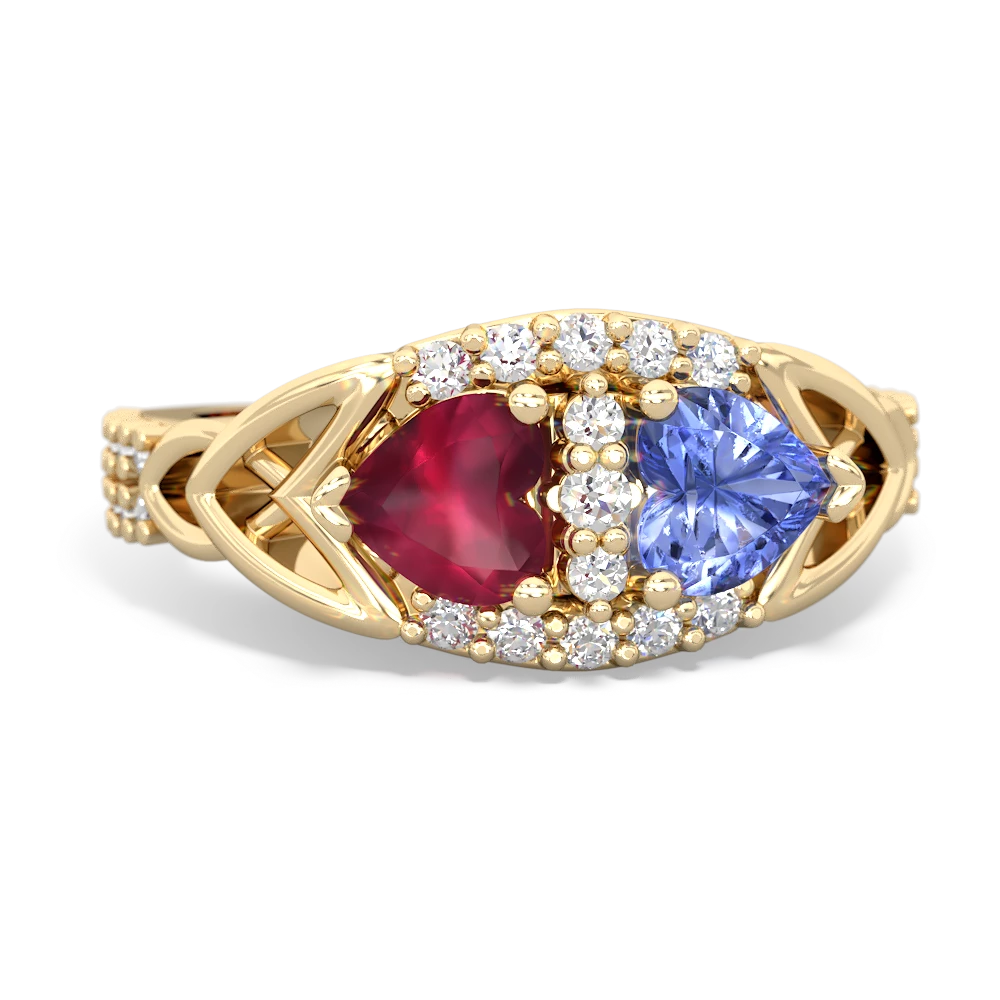 Ruby Sparkling Celtic Knot 14K Yellow Gold ring R2645