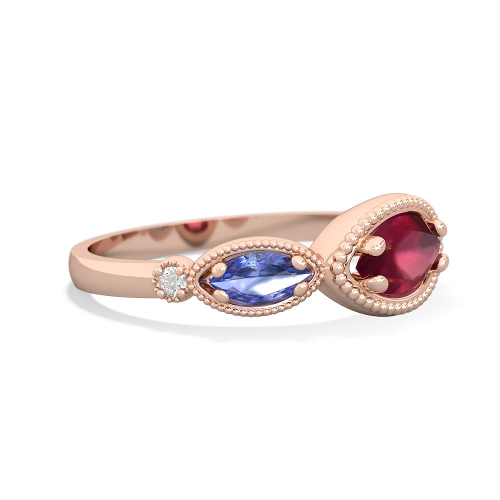 Ruby Milgrain Marquise 14K Rose Gold ring R5700