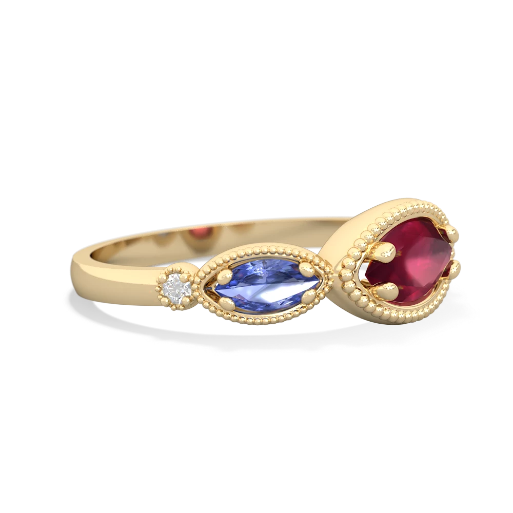 Ruby Milgrain Marquise 14K Yellow Gold ring R5700