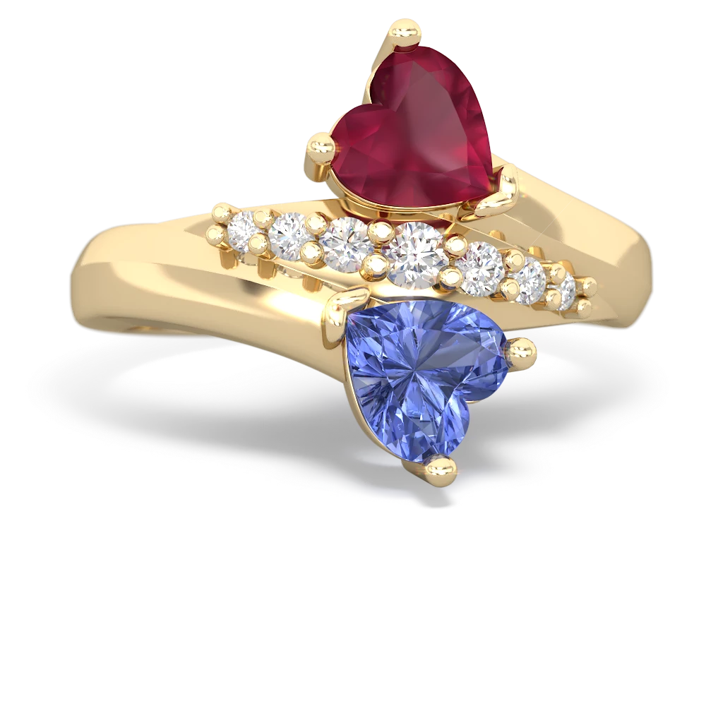 Ruby Heart To Heart 14K Yellow Gold ring R2064