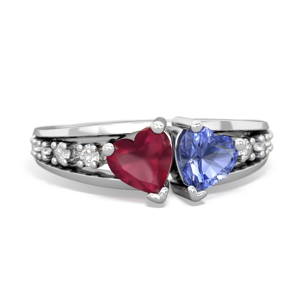 Ruby Heart To Heart 14K White Gold ring R3342