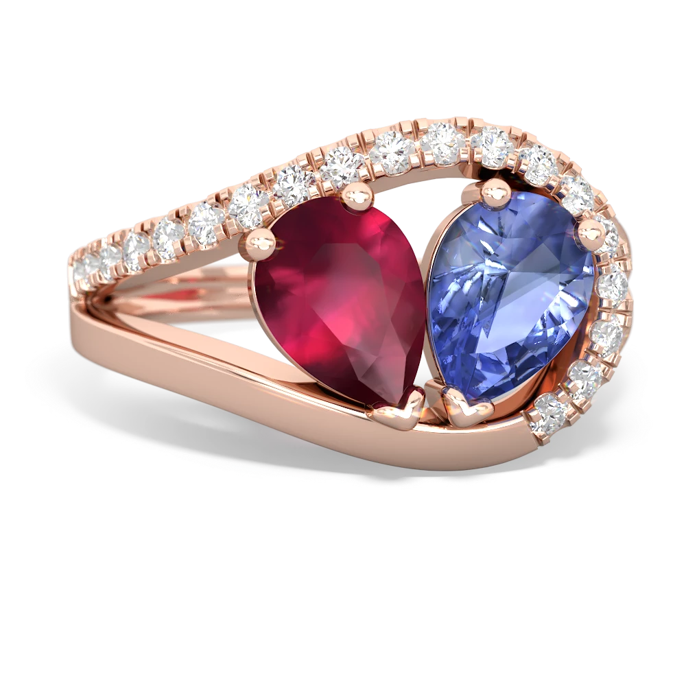 Ruby Nestled Heart Keepsake 14K Rose Gold ring R5650