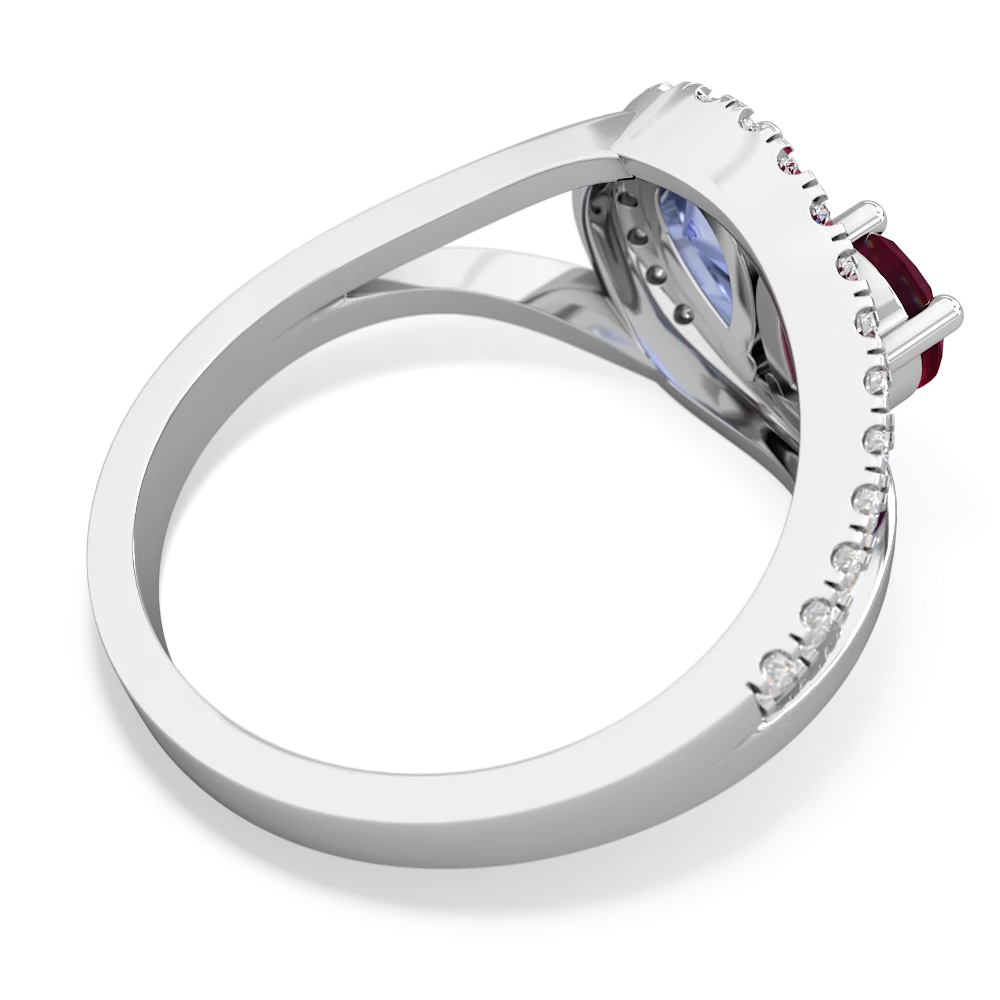 Ruby Nestled Heart Keepsake 14K White Gold ring R5650