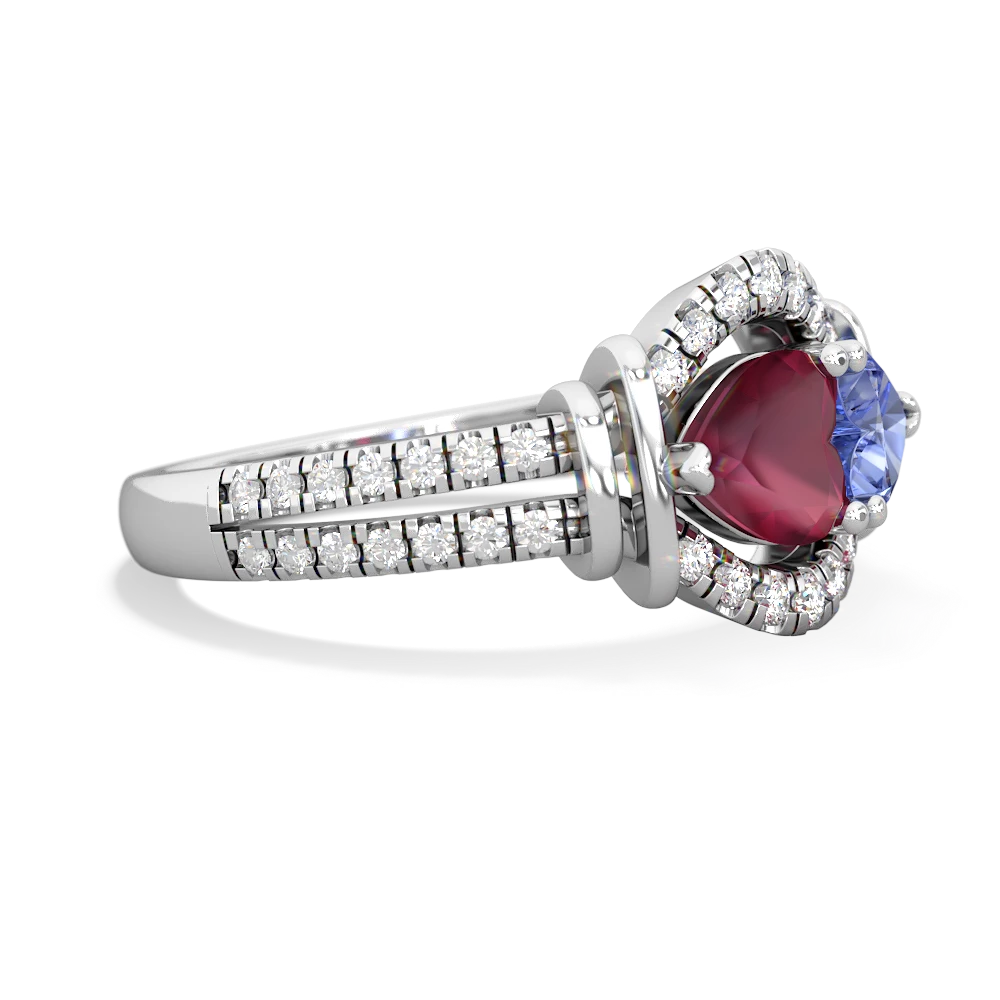 Ruby Art-Deco Keepsake 14K White Gold ring R5630