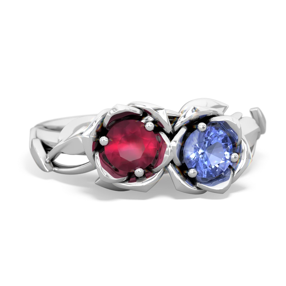 Ruby Rose Garden 14K White Gold ring R5510