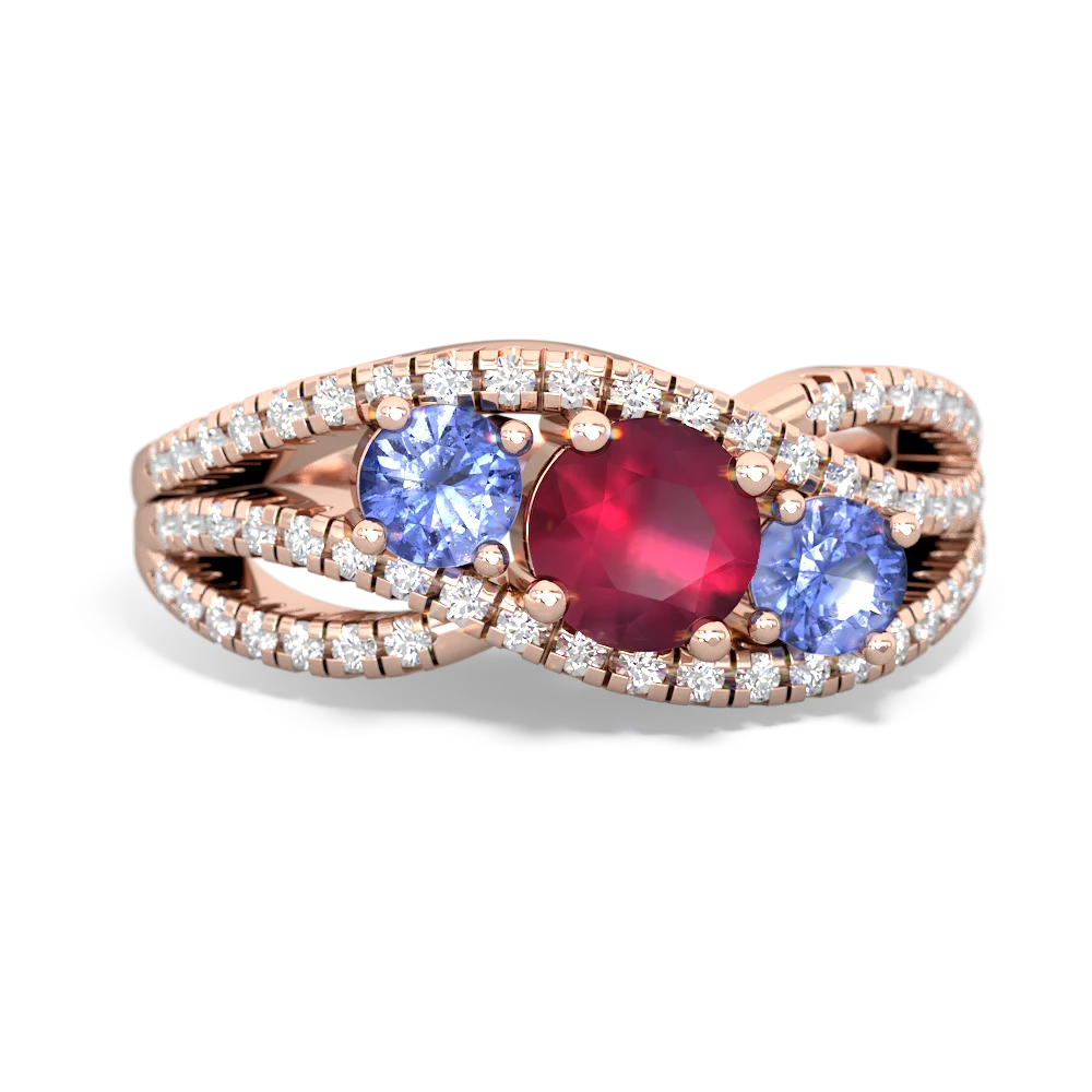 Ruby Three Stone Aurora 14K Rose Gold ring R3080